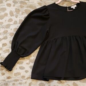 Entro Black Bubble Sleeve Women's Top- M